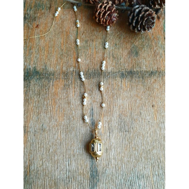 Hanka IN kaklo papuošalas su perlais ir cirkoniu